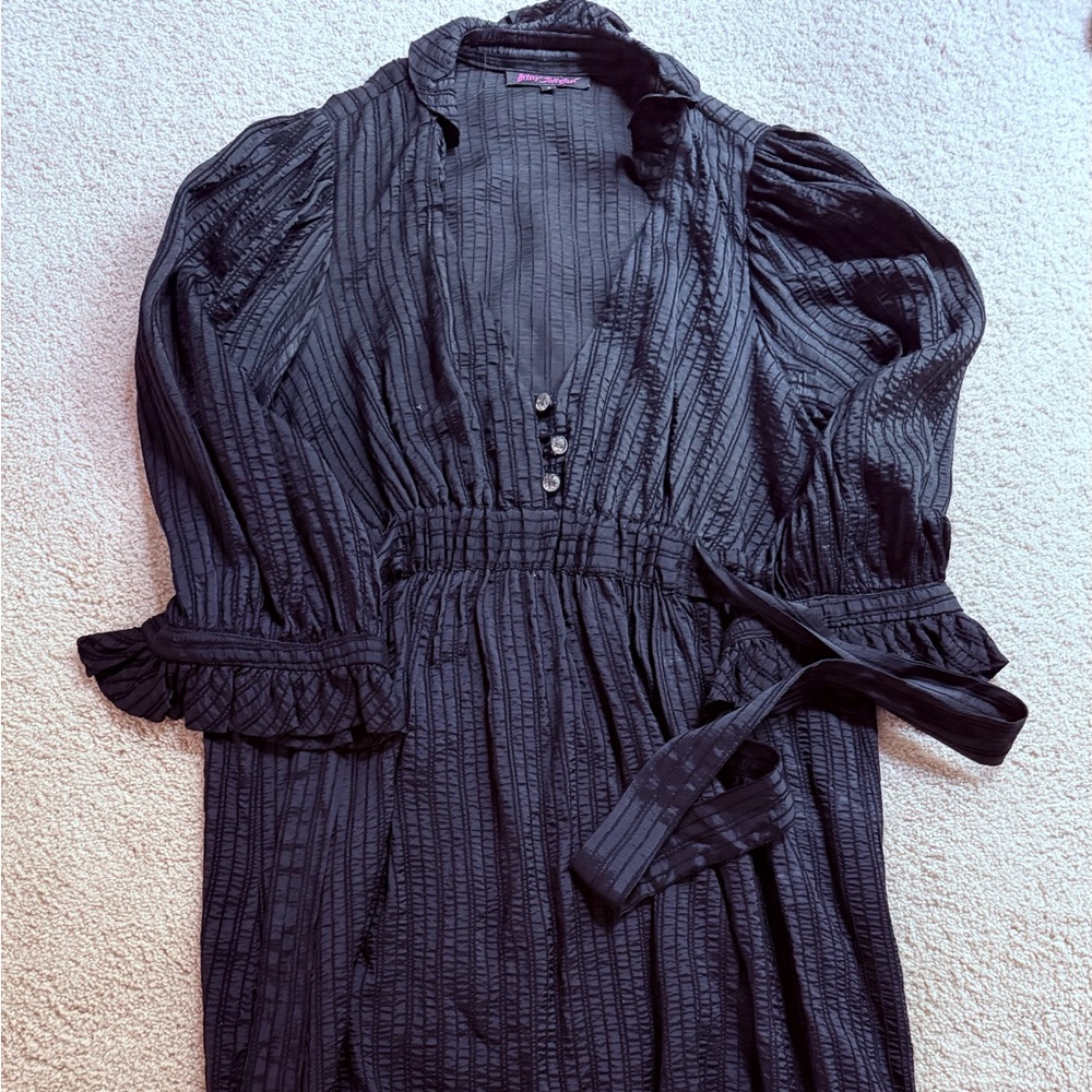 Betsey Johnson Textured Black Long Sleeve Dress